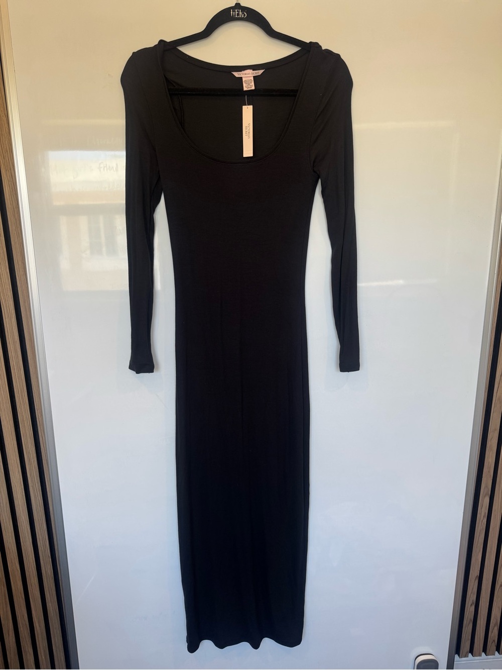 Victoria's Secret Black Long-Sleeve Scoop Neck Maxi Dress